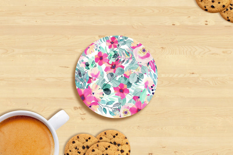 Colorful Floral Printed Set of 6 Coasters