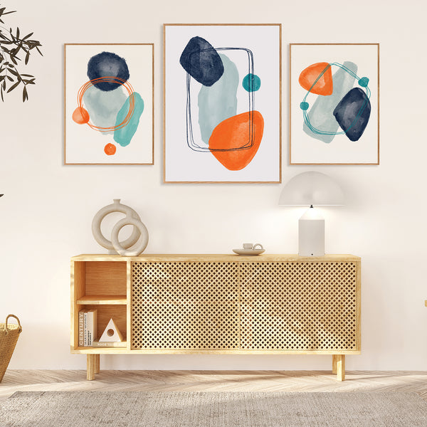 Abstract Structures Wall Art Paintings Set of 3