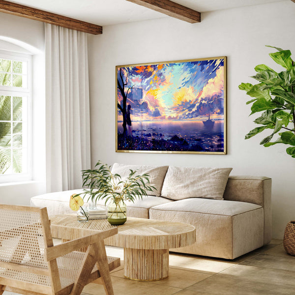 SeaSide Sunset Abstract Art Wall Painting