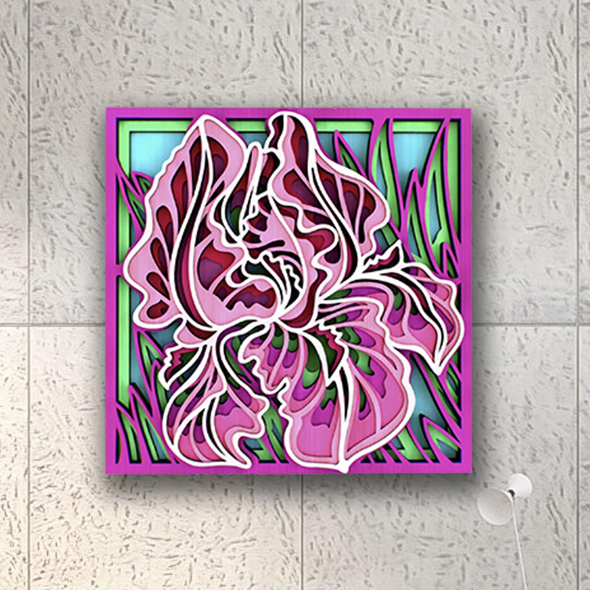 3D Iris Flower Mandala Art Wall Decor