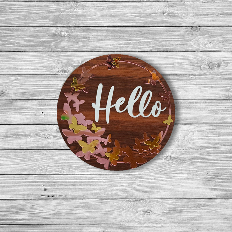 Rustic Hello Wooden Name Plate
