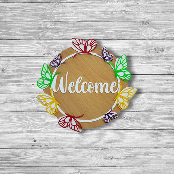 Round Butterfly Welcome Nameplate