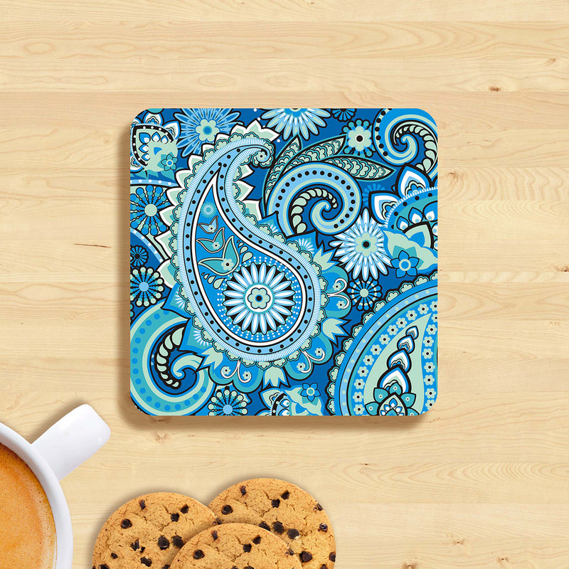 Blueish Mandala Art design Coaster Set of 6