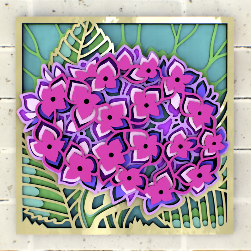 3D Hydrangea Flower Bouquet Mandala Art Wall Decor