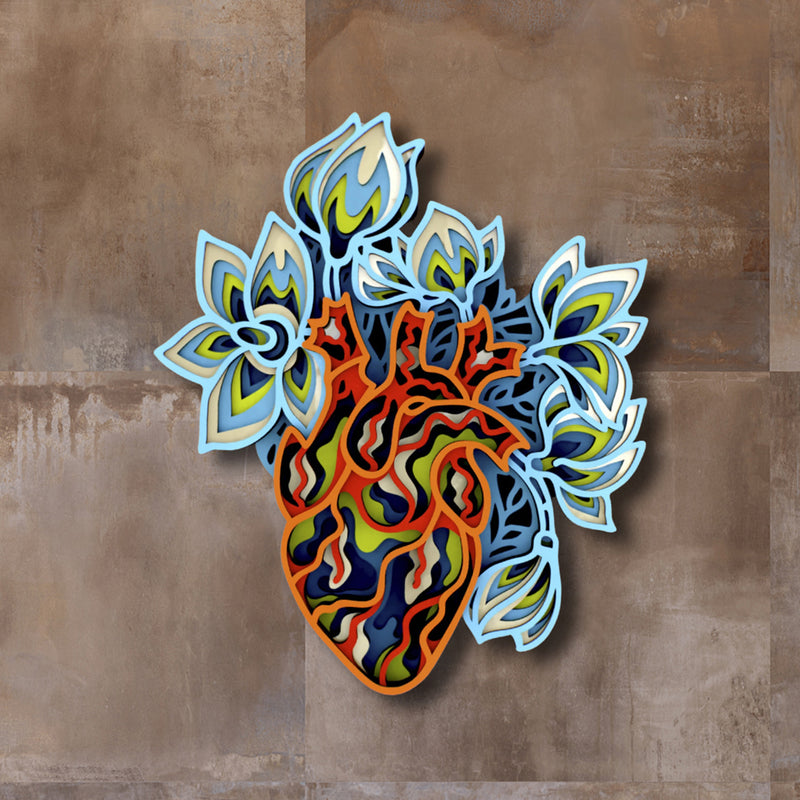 3D Natural Heart Planter Mandala Art Wall Decor