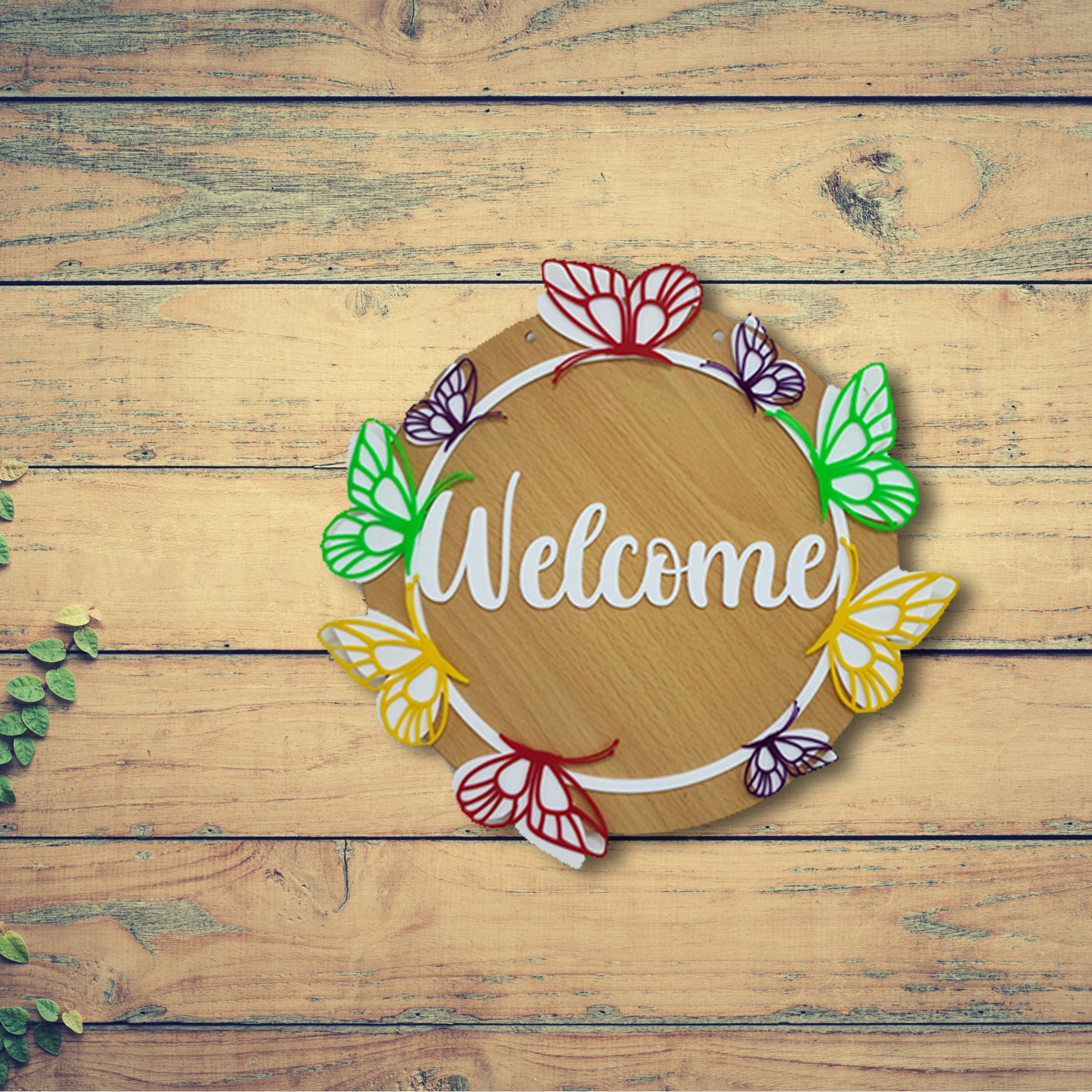 Colorful Butterfly Nameplate with Welcome Message