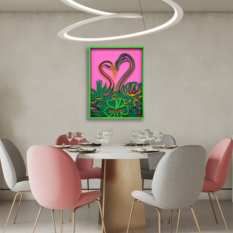 Love Flamingos Mandala Art Wall Decor