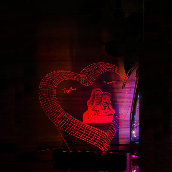 3D Illusion Lamp Led Photo Frame Heart Shaped
