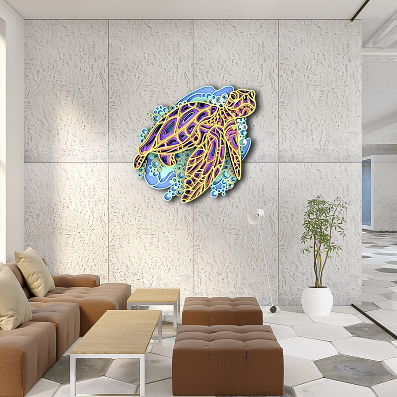 3D Sea Turtle Mandala Art