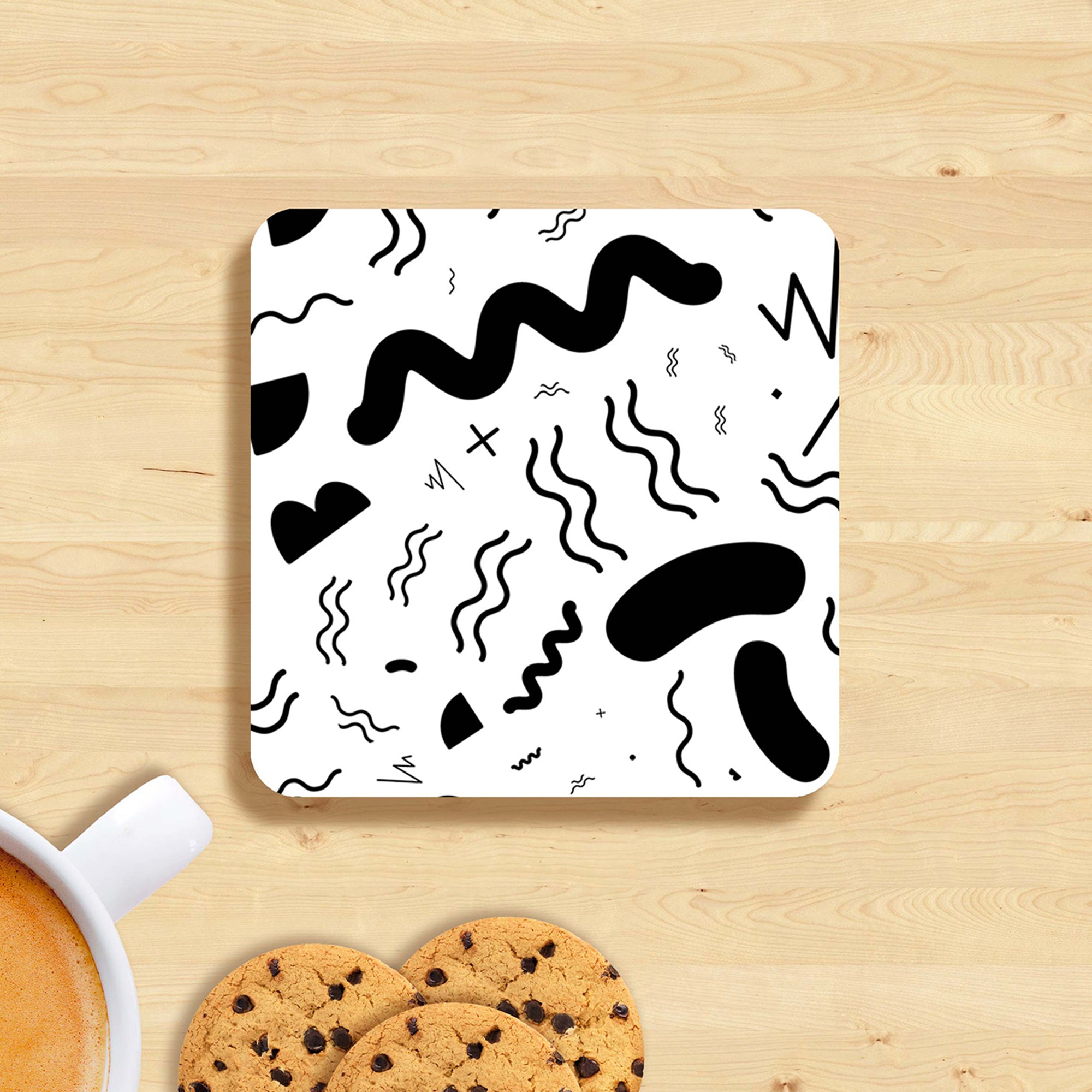 Black and white Coasters set of 6
