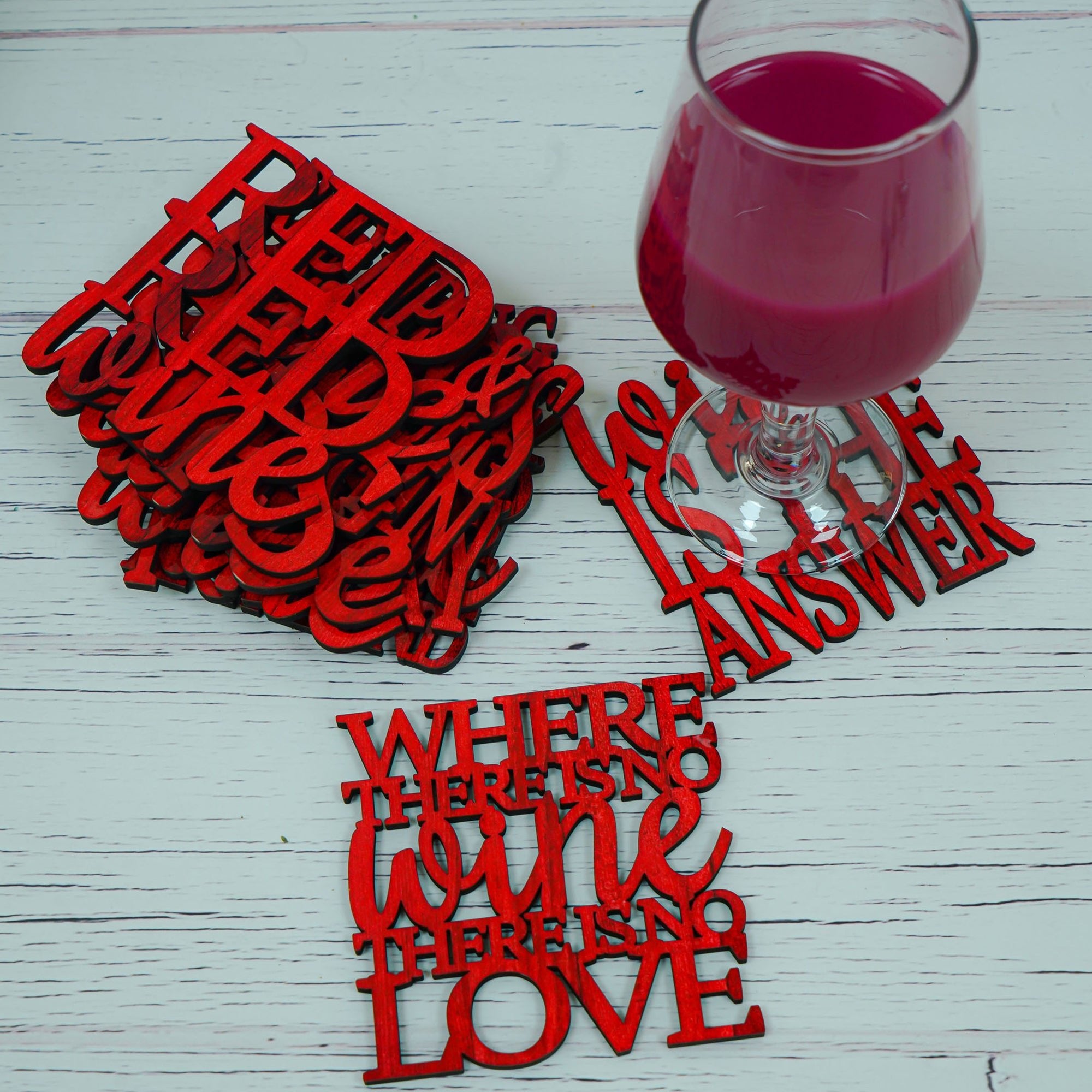 Where there is wine there is love wine coasters