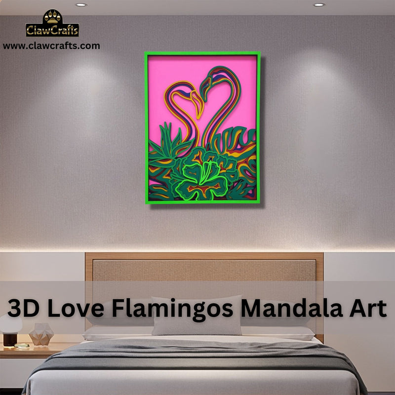 3D Flamingo Mandala Wall Decor