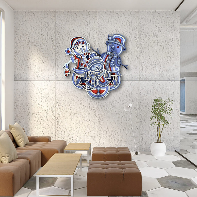 snowman wood mandala wall art