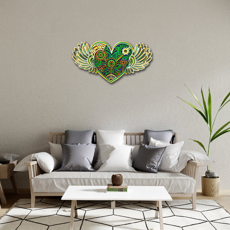 Gear Heart With Wings Mandala Art