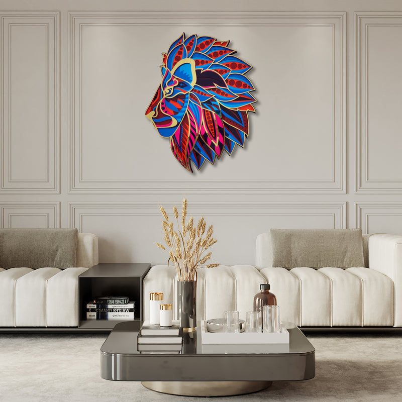 3D Lion Face Wall Decor