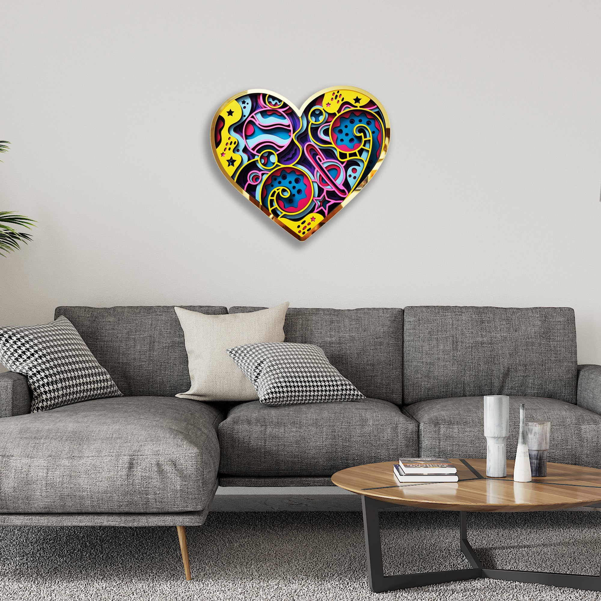 colorful Heart Mandala Wall Art
