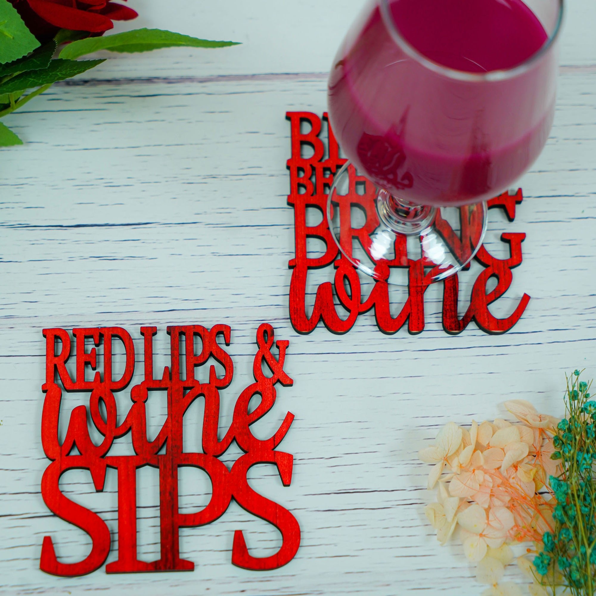 Red Lips and wine sips creative wine coaster