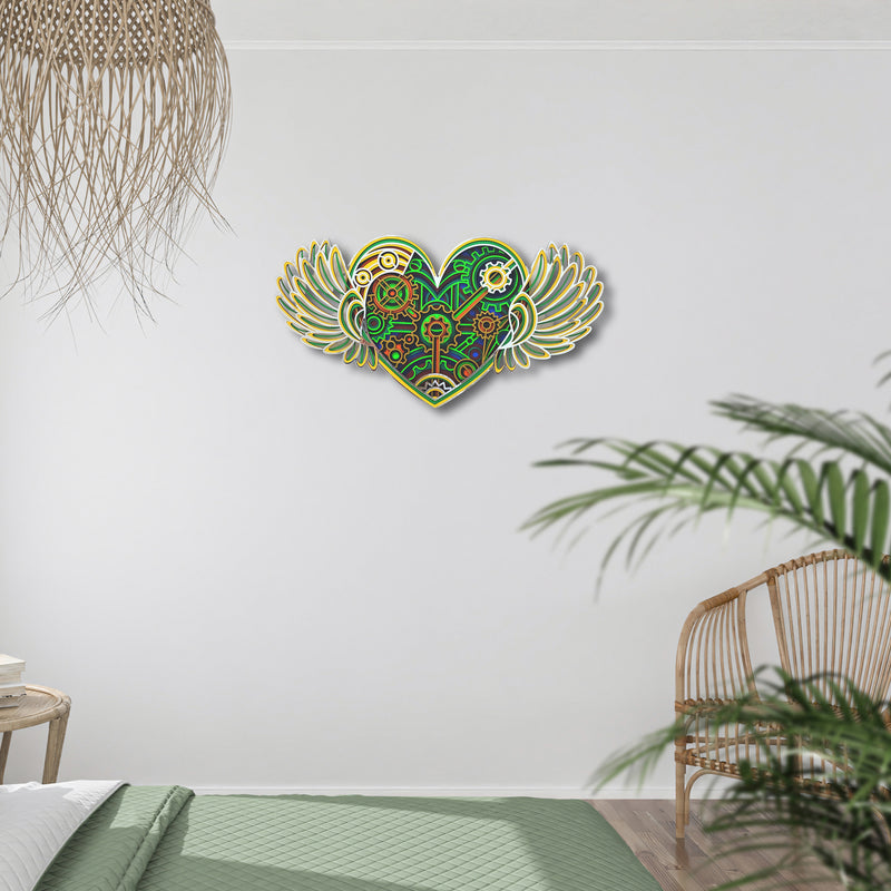 Gear Heart With Wings Wall Art