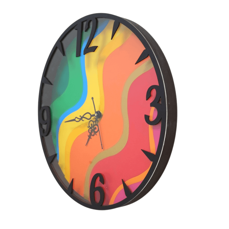Rainbow Mandala Art Wall Clock
