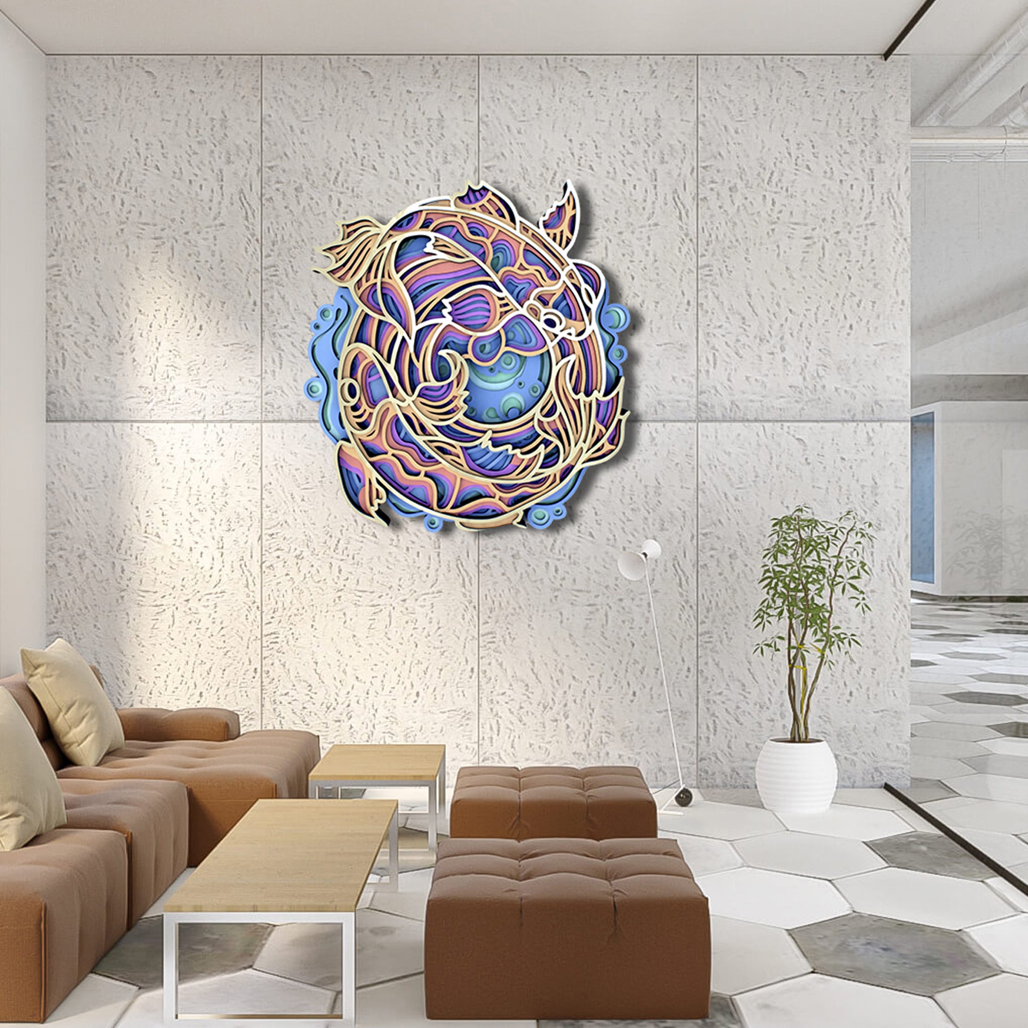 3D Beautiful fishes wall decor