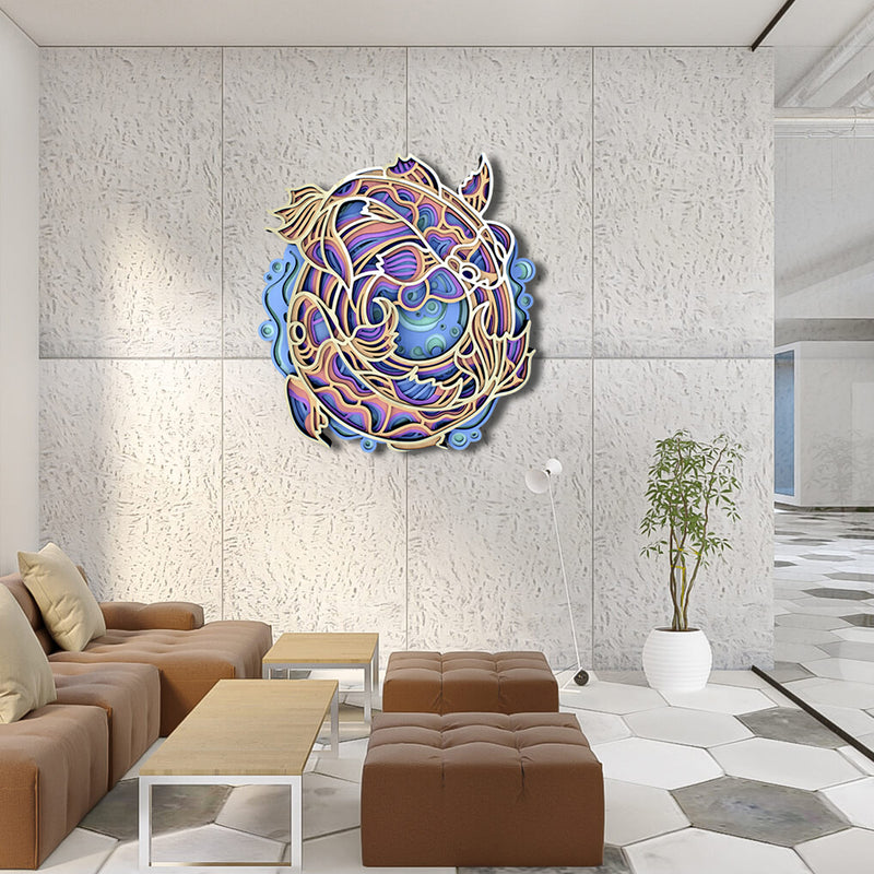 3D Beautiful fishes wall decor