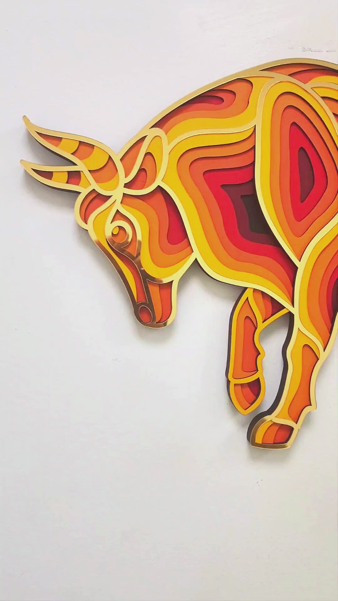 3D Bull Mandala Art Wall Decor