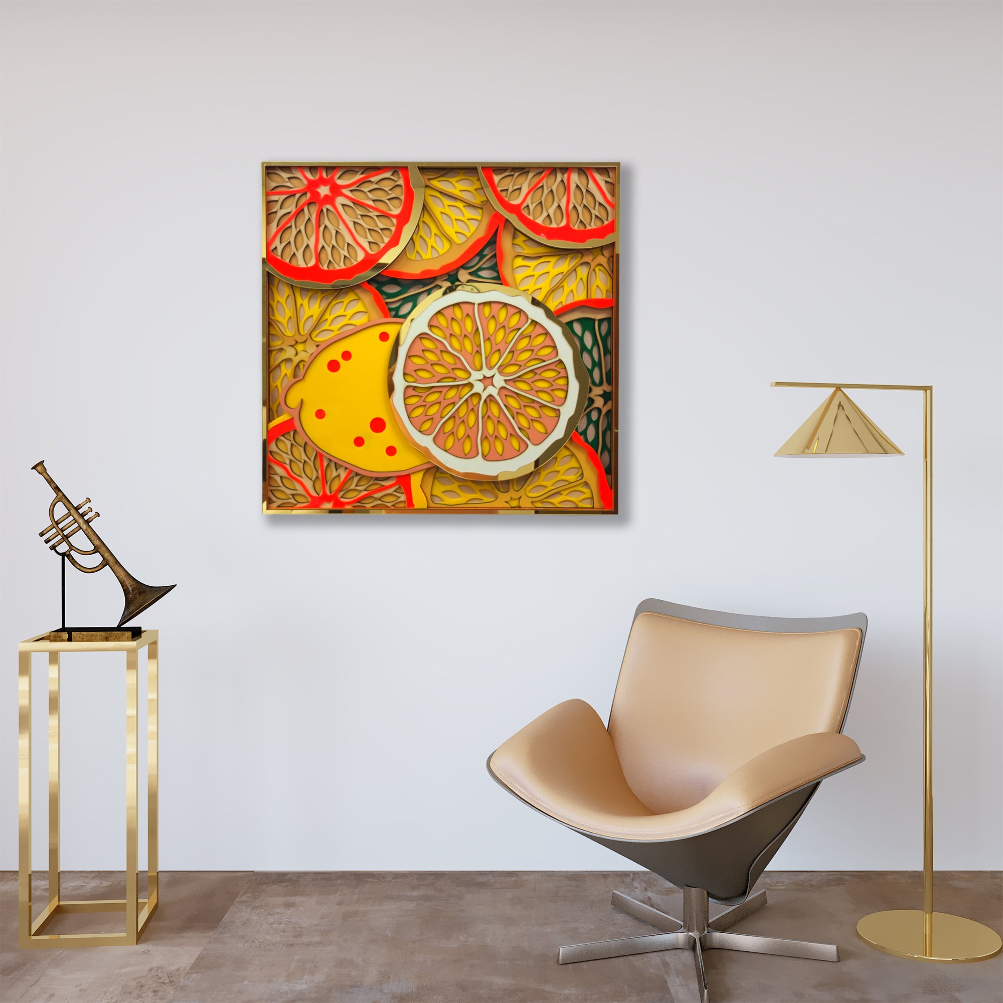 3D Lemon Frame Wall Art