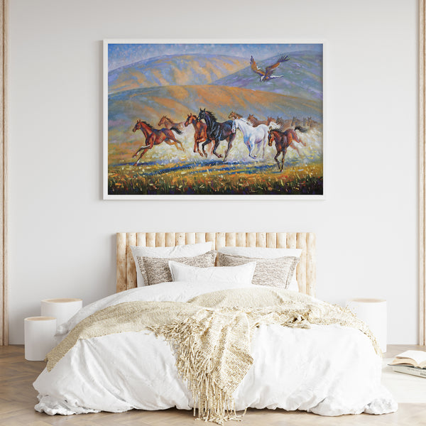 Magical Running Horses Abstract Art Wall Painting