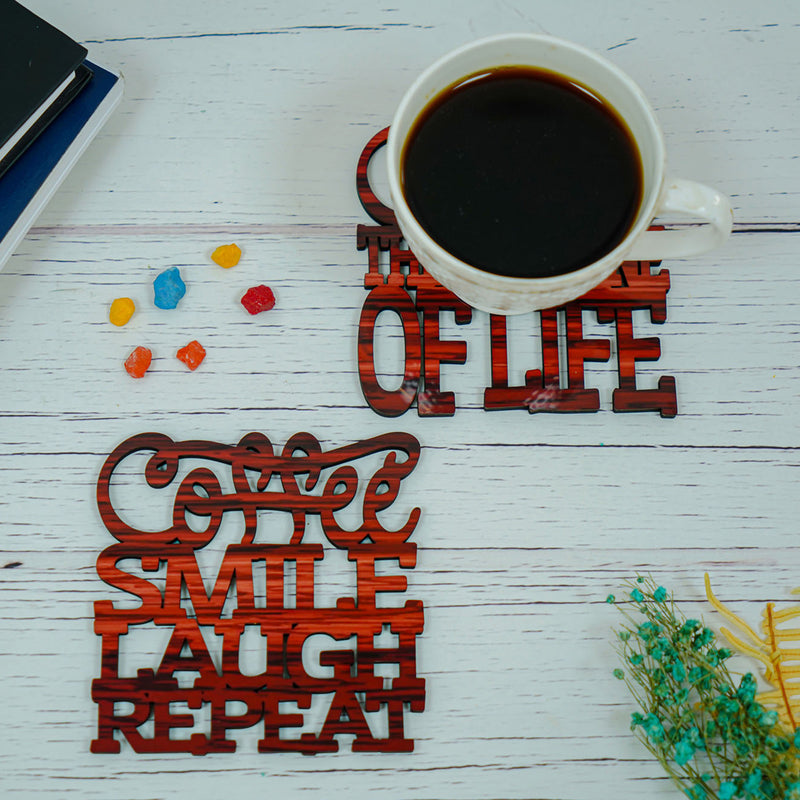 Coffee Smile Laugh Repeat personalized coasters