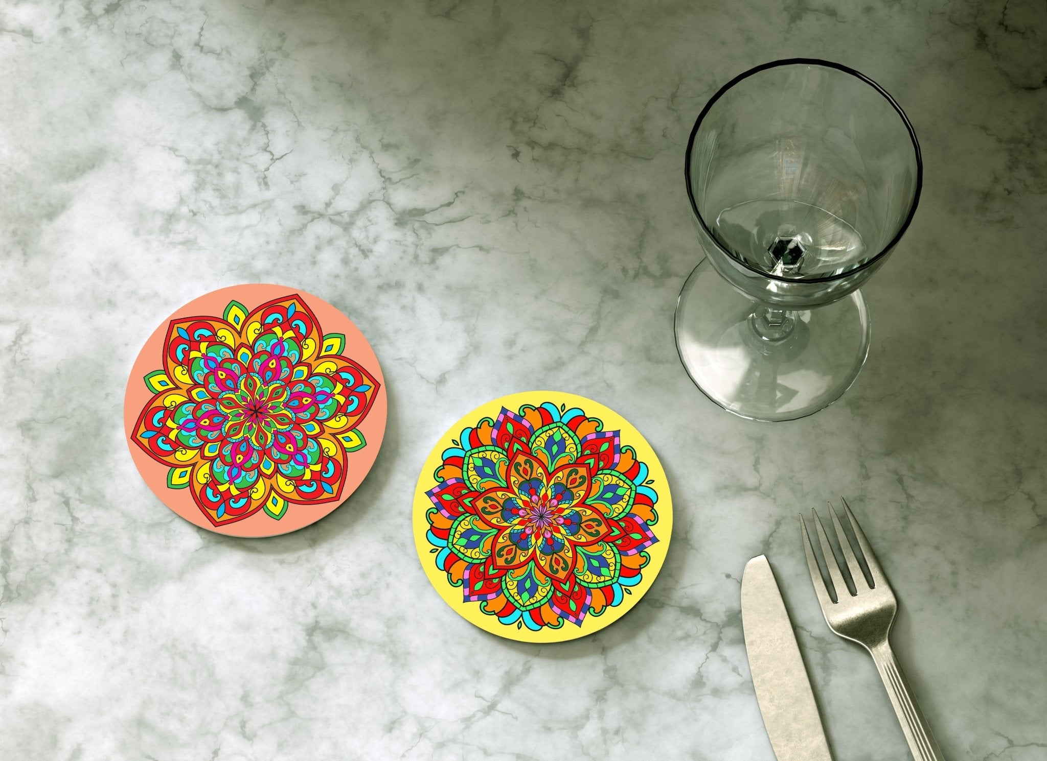 Colorful Mandala Coasters Set