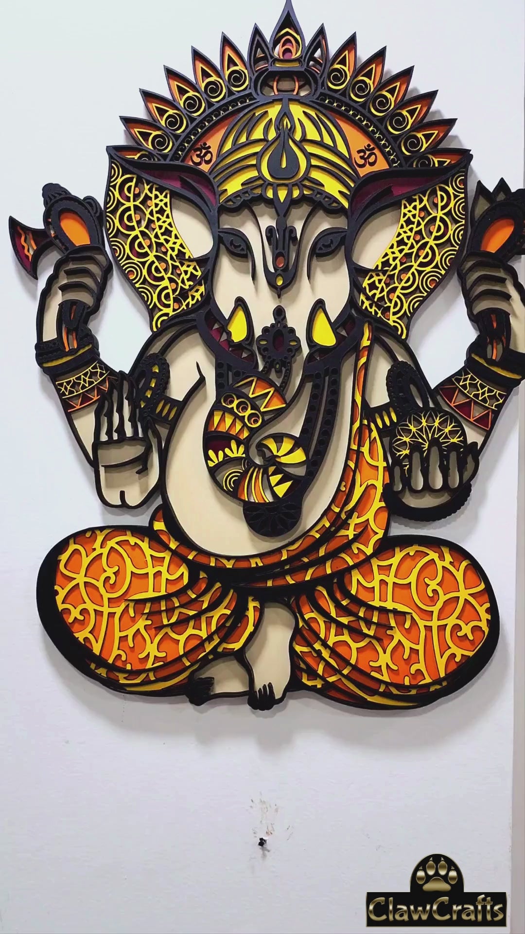 3D Lord Ganesha Mandala Art Wall Decor