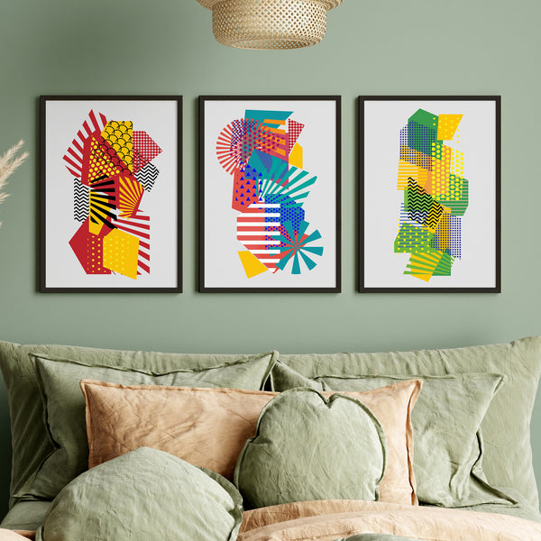 Colorful Abstarct Art Wall Paintings Set of 3