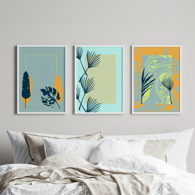 Modern Wall Art Flower Print Abstract Wall Paintings Set of 3