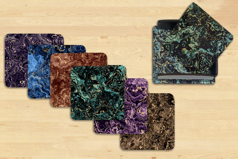 Alcohol Ink Marble Set of 6 Coasters