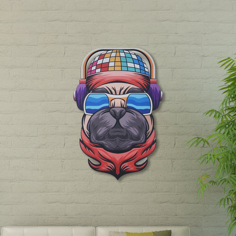 Pug Wearing Headset Wall Decor