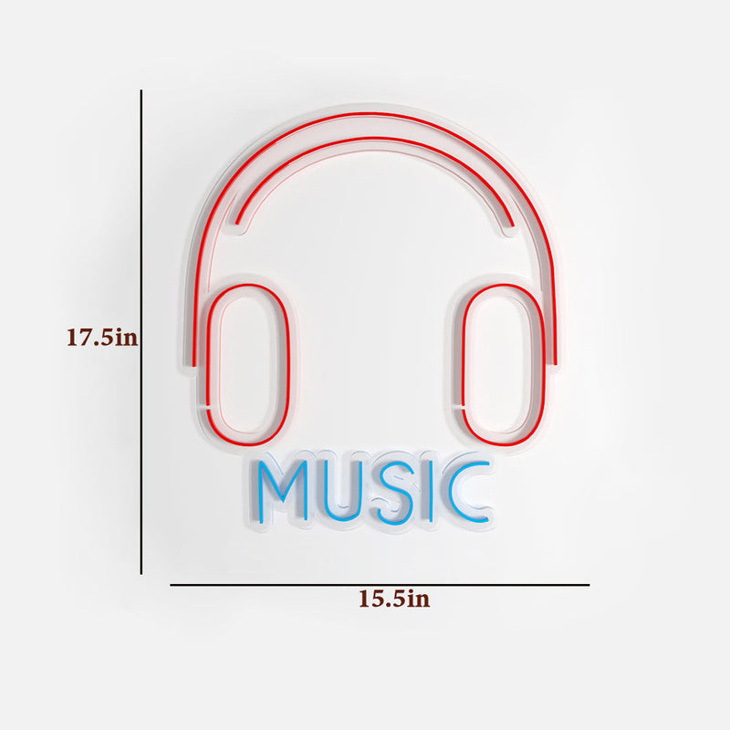 “Music” Headphone Neon LED Light